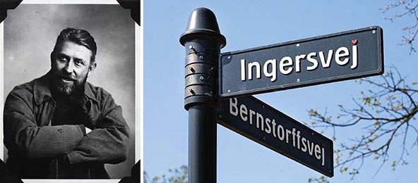 Photographs of Knud V Engelhardt and his Gentofte street signs