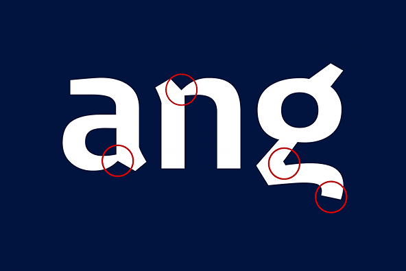 a, n, and g characters from Kontrapunkt’s custom typeface for DSB